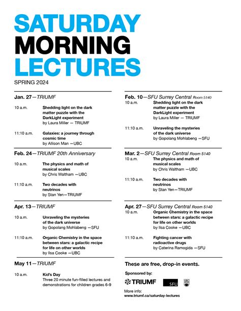 Saturday Morning Lectures Triumf Canadas Particle Accelerator Centre