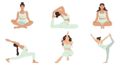 Femme Pratiquant Le Yoga Ensemble De Poses Diff Rentes Mode De Vie