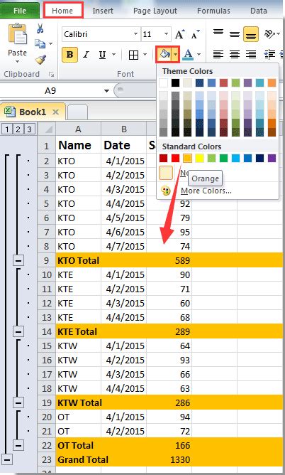 How To Highlight All Subtotal Rows At Once In Excel