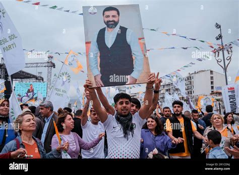 Izmir Turkey Th May A Man Carries A Portrait Of Political