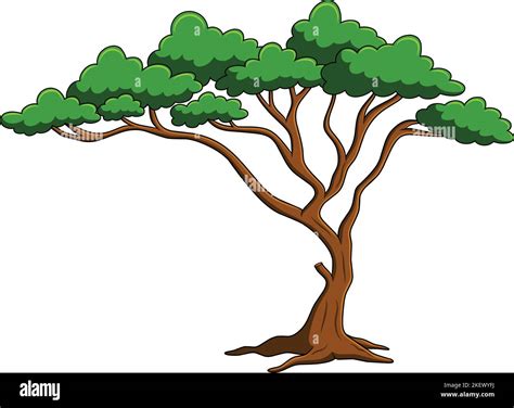 Hermosa ilustración de vector de dibujos animados de árbol simple