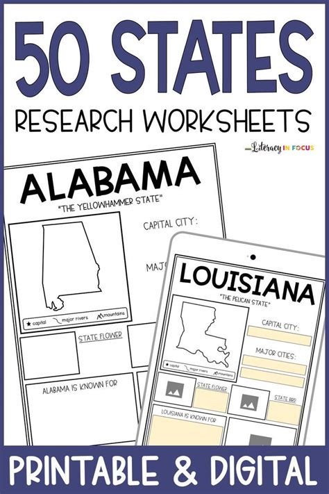 50 States Printable Worksheets