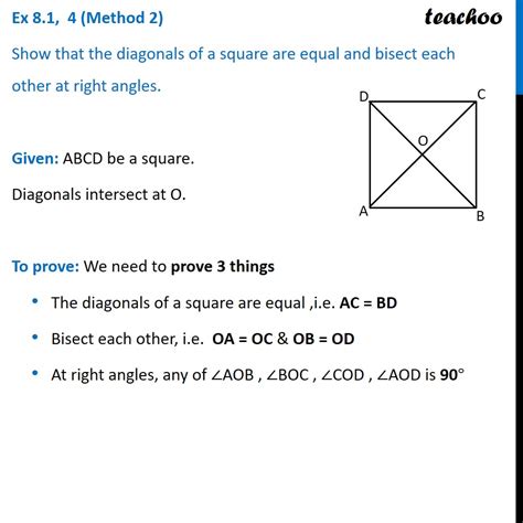 Ex 8.1, 2 - Show that diagonals of a square are equal - Ex 8.1