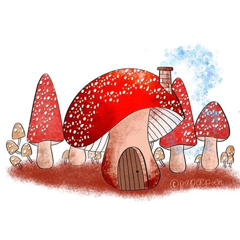 Herfst Illustratie Paddenstoelen Illustratie Kleurpotloden Waterverf