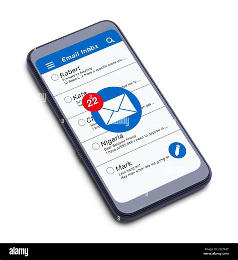 Smart Phone With E Mail Inbox And Messages Ready To Read Cut Out On