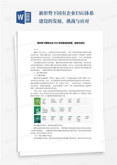 新形势下国有企业esg体系建设的发展、挑战与应对word模板下载编号lodagbbw熊猫办公