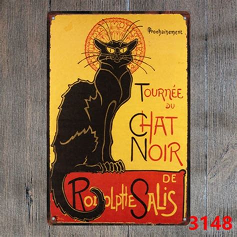 30X20CM Black Cat Vintage Home Decor Tin Sign For Wall Decor Metal Sign