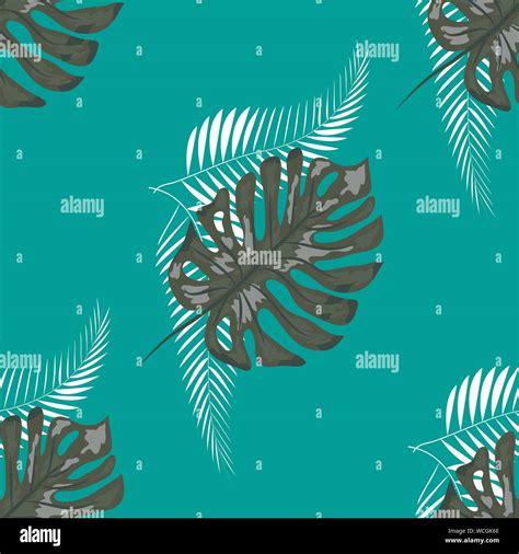 Nature Seamless Pattern Hand Drawn Abstract Tropical Summer Background