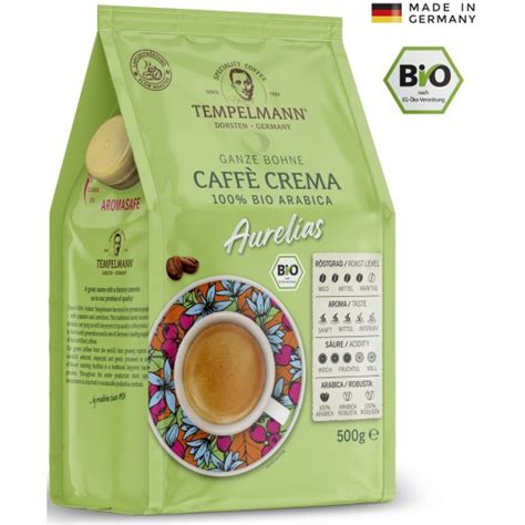 Купить кофе в зернах Tempelmann Caffe Crema Aurelias 100 BIO ARABICA