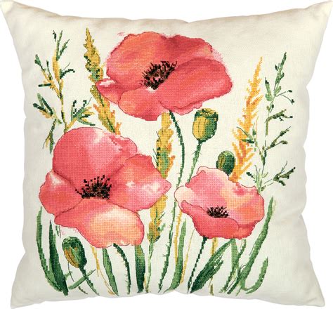 Embroidery Kits PANNA PD 7337 Scarlet Poppies Cushion Front