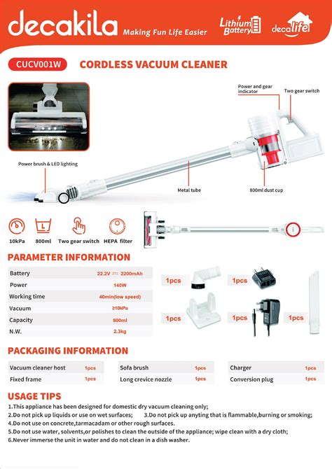 Decakila Cucv001 Cordless Vacuum Cleaner