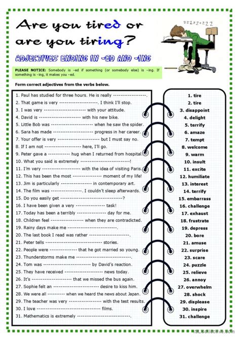 Adjectives Ending In Ed And Ing English Esl Worksheets Pdf Doc