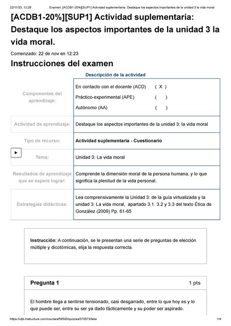 Examen ACDB 1 20 SUP 1 Actividad Suplementaria Destaque Los