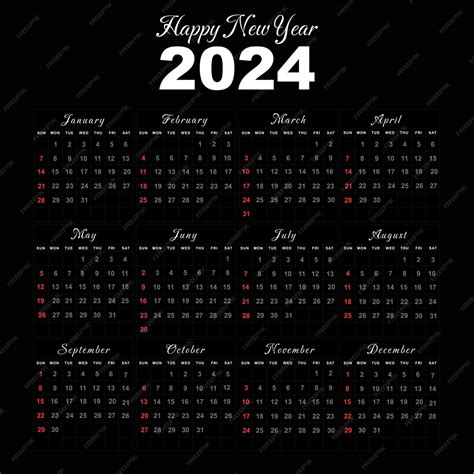 Premium Vector 2024 Calendar Template Design Elegant Style On A Black