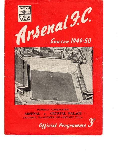 Arsenal V Crystal Palace Reserves Programme Ebay