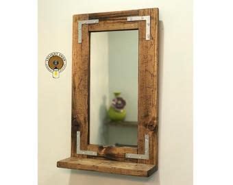 RUSTIC DISTRESSED Mirror With Oil Rubbed Bronze Corner Brackets