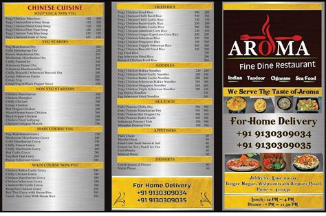 Menu At Aroma Fine Dine Restaurant Pune