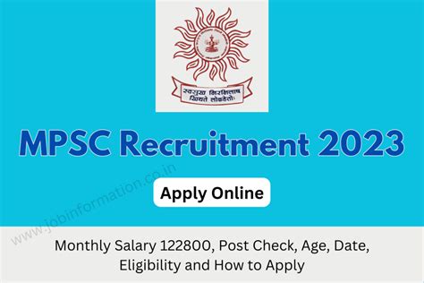 Mpsc Recruitment Monthly Salary Post Check Age Date