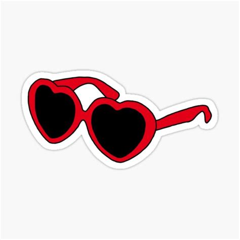 Aesthetic Red Heart Sunglasses Sticker By Holly Berry Art Redbubble