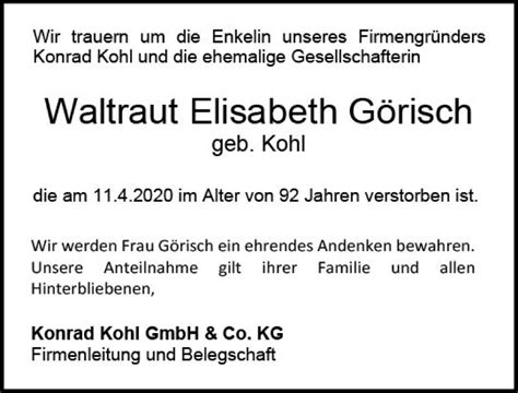 Traueranzeigen Von Waltraut Elisabeth G Risch Vrm Trauer De