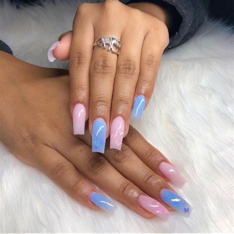 Baby Blue Nails Pink Gel Nails Acrylic Nails Coffin Pink Simple