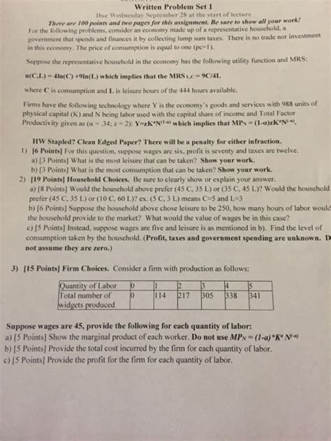 Solved Written Problem Set 1 Due Wednesday September 28 At