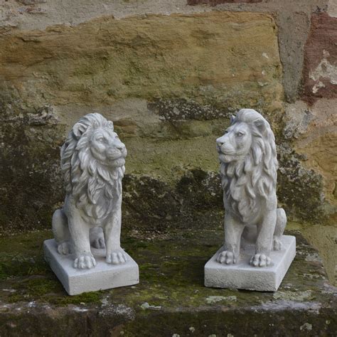 Massive Steinfigur Stein L We Klein Rechts Torw Chter Aus Steinguss