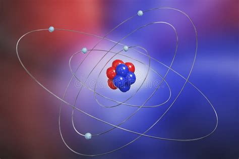 Colorful Atom Physical Structure With Bright Electron Orbits On White