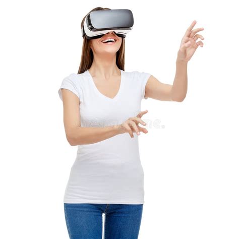 Woman with Virtual Reality Goggles Stock Photo - Image of denim, vision: 81900004