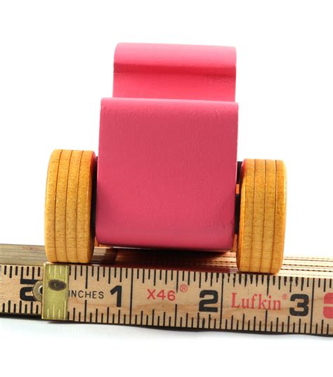 Wooden Toy Car Hot Rod 32 Deuce Coupe Handmade Painted Pink With Metallic Sapphire Blue And