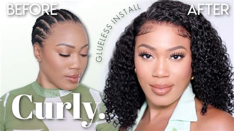 WEAR GO GLUELESS Curly Wig For BEGINNERS PRECUT PREPLUCKED LACE