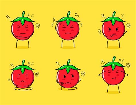 Set Di Simpatico Personaggio Dei Cartoni Animati Di Pomodoro Con