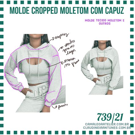 Molde Cropped Moletom Capuz Camaleoa Atelier De Costura