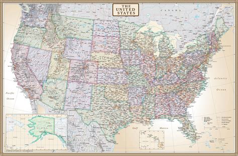 48x78 Huge United States Usa Classic Elite Wall Map Laminated Office Products