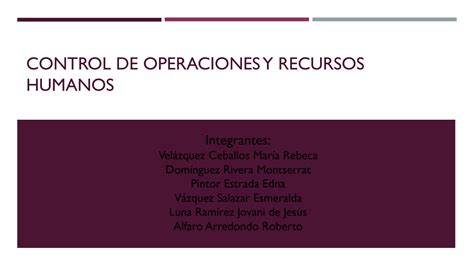 Solution Control De Operaciones Y Recursos Humanos Studypool