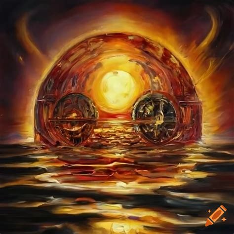 Mechanical Sun Oil Painting In High Definition On Craiyon