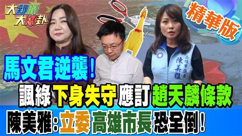 【大新聞大爆卦】馬文君逆襲 諷綠 下身失守 應訂 趙天麟條款 陳美雅 立委 高雄市長恐全倒 精華版2 20231024 大新聞大爆卦hotnewstalk Youtube