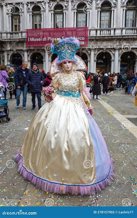 Gorgeous Lady Dressed In Mask For The Carnival Of Venice Editorial