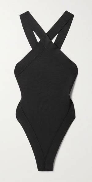 Saint Laurent Open Back Stretch Knit Thong Bodysuit