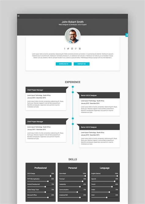 Best Html Resume Templates To Make Personal Profile Cv Websites