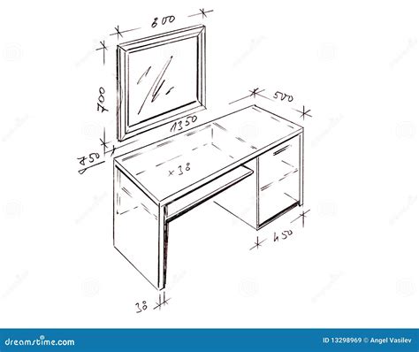 Modern Interior Design Desk Freehand Drawing. Royalty Free Stock Images ...