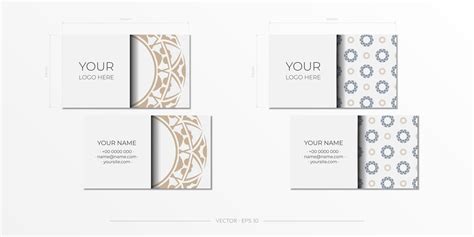 Print-ready white business card design with patterns. Vector Business ...