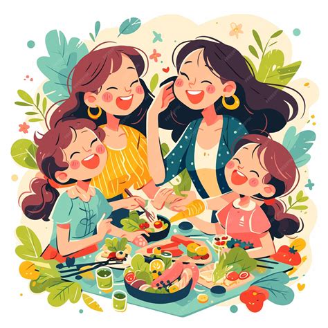 Premium Vector | Families Gather for Mothers Day Picnics