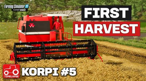 HARVESTING OUR FIRST CROPS FS22 Timelapse Korpi Ep 5 YouTube