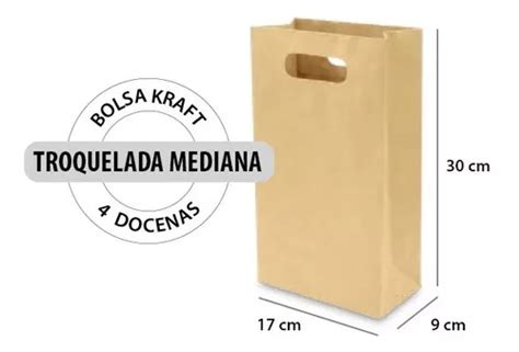 Bolsa De Papel Kraft Asa Troquelada Mediana Docenas Meses Sin Inter S