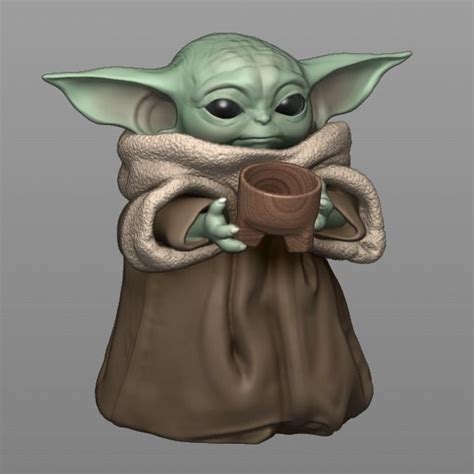 Grogu Baby Yoda With Cup The Mandalorian 3d Model 3d Printable