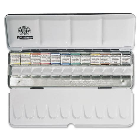 Schmincke Aquarell 12 Color Half Pans Plus 12 Open Spaces Metal Box