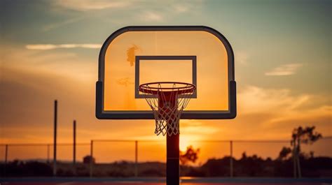 Premium Photo | Basketball hoop in the sunset