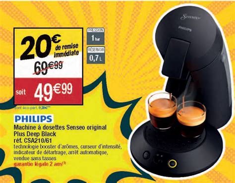 Promo Philips machine á dosettes senseo original plus deep black réf