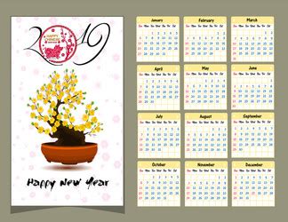 Calendar Chinese For Happy New Year Vector Image